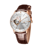 Reef Tiger RGA8239 Classic Business Mechanical Rose Gold Watch For Men, Luxury Tourbillon Style Dial Design